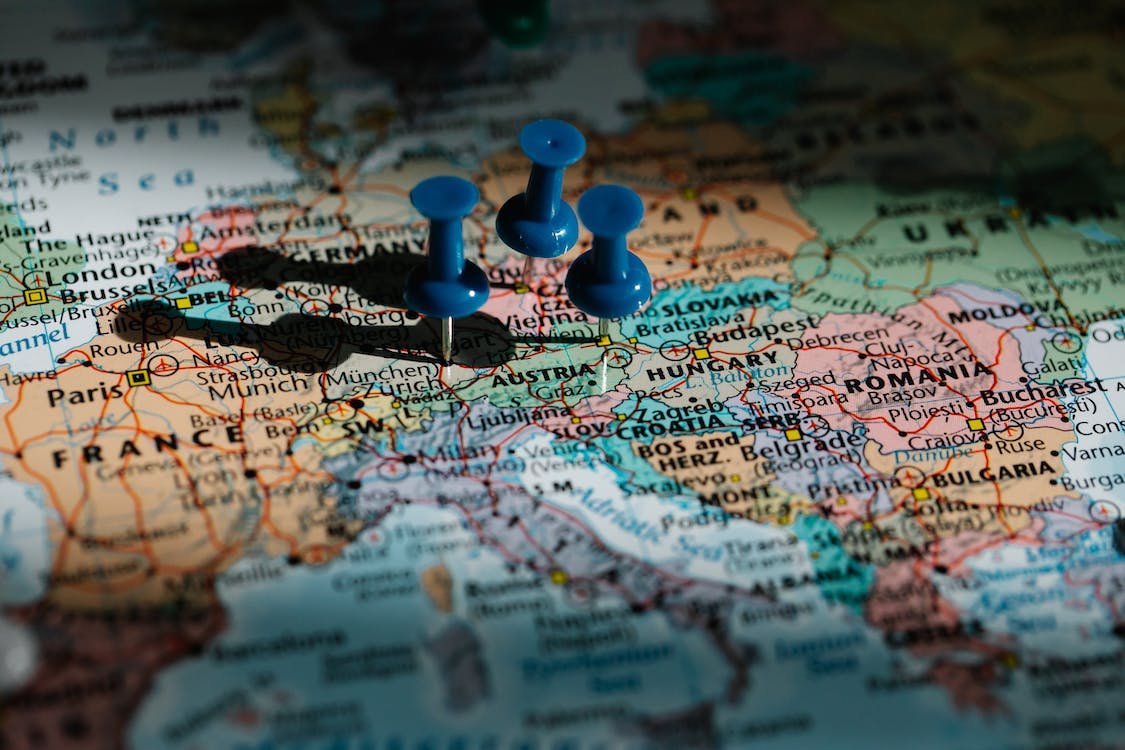 Cartina europa con segnaposto