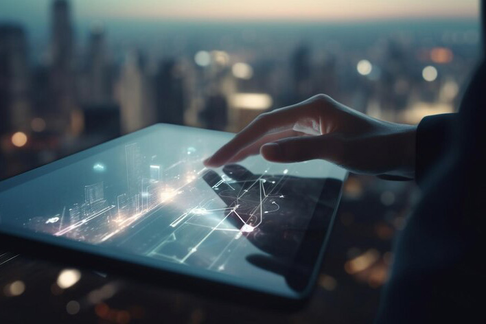 Business man lavora su Tablet