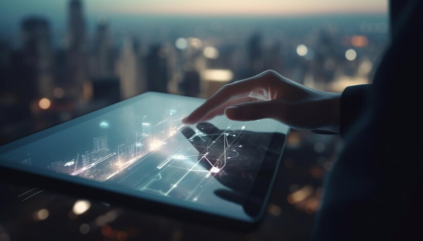 Business man lavora su Tablet